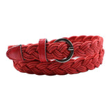 Max Women Weaved Waist Belt Skinny Braided Waistband Retro Waist Belts Red