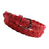 Max Women Weaved Waist Belt Skinny Braided Waistband Retro Waist Belts Red