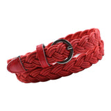 Max Women Weaved Waist Belt Skinny Braided Waistband Retro Waist Belts Red