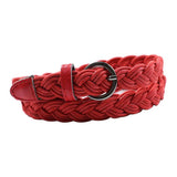 Max Women Weaved Waist Belt Skinny Braided Waistband Retro Waist Belts Red