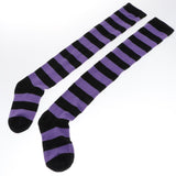 Women Striped Long Socks Causal Soft Knitted Stockings Tube Socks Purple