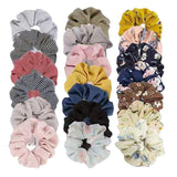 20x Women Flower Solid Hair Scrunchies Rubber Hair Band Stretch Hair Ties