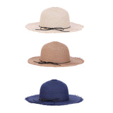 Women Straw Weave Floppy Hat Summer Sun Protection Wide Brim Beach Cap Blue