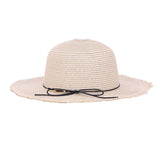 Women Straw Weave Floppy Hat Summer Sun Protection Wide Brim Beach Cap Beige