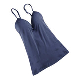 Max Womens Sexy Adjustable Strap Built In Bra Tank Tops Camisole M Navy Blue