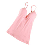 Max Womens Sexy Adjustable Strap Built In Bra Tank Tops Camisole Pink