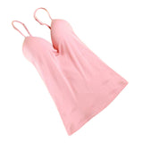 Max Womens Sexy Adjustable Strap Built In Bra Tank Tops Camisole Pink