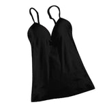 Max Womens Sexy Adjustable Strap Built In Bra Tank Tops Camisole Black