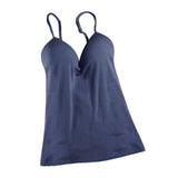 Max Womens Sexy Adjustable Strap Built In Bra Tank Tops Camisole Navy Blue