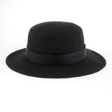 Vintage Fedora Hat Flat Top Jazz Hat Men Party Trilby Hat Round Cap Black