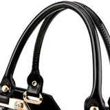 Womens Embroidered Glossy Shoulder Bag Purse Luxury Crossbody Handbag Black