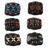 Max 6Pcs Elastic Double Hair Comb with Wooden Bead Easy Hair Clip Hair Jewelry