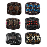 Max 6Pcs Elastic Double Hair Comb with Wooden Bead Easy Hair Clip Hair Jewelry