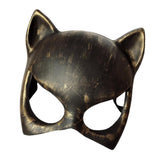 Maxbell Cat Shape Unsex Half Face Mask Halloween Fancy Dress Costume Antique Gold