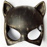 Maxbell Cat Shape Unsex Half Face Mask Halloween Fancy Dress Costume Antique Gold