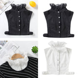 Womens Detachable Fake Collar Half Shirt Blouse False Faux Collar Tie Black