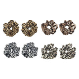 2 Pieces Womens Leopard Scrunchies Ponytail Holder Regular Brown Leopard