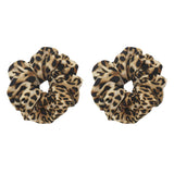 2 Pieces Womens Leopard Scrunchies Ponytail Holder Brown Leopard