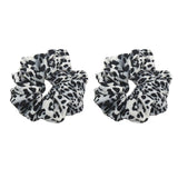 2 Pieces Womens Leopard Scrunchies Ponytail Holder White Leopard