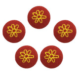Maxbell 5pcs Round Craft Shank Fabric Covered Buttons Decors for Scrapbooking Seven Petals Flower