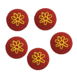 Maxbell 5pcs Round Craft Shank Fabric Covered Buttons Decors for Scrapbooking Seven Petals Flower