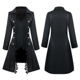 Retro Womens Steampunk Gothic Coat Medieval Jacket Cosplay Costume L Black