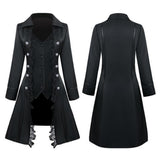 Max Retro Womens Steampunk Gothic Coat Medieval Jacket Cosplay Costume XL Black