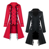 Max Retro Womens Steampunk Gothic Coat Medieval Jacket Cosplay Costume XL Black