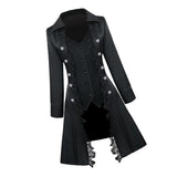 Max Retro Womens Steampunk Gothic Coat Medieval Jacket Cosplay Costume XL Black