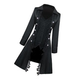 Max Retro Womens Steampunk Gothic Coat Medieval Jacket Cosplay Costume XL Black
