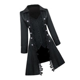 Max Retro Womens Steampunk Gothic Coat Medieval Jacket Cosplay Costume XL Black