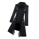 Max Retro Womens Steampunk Gothic Coat Medieval Jacket Cosplay Costume XL Black