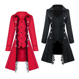 Max Retro Womens Steampunk Gothic Coat Medieval Jacket Cosplay Costume XL Black