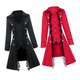 Max Retro Womens Steampunk Gothic Coat Medieval Jacket Cosplay Costume XL Black