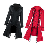 Max Retro Womens Steampunk Gothic Coat Medieval Jacket Cosplay Costume XL Black
