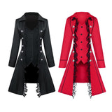 Max Retro Womens Steampunk Gothic Coat Medieval Jacket Cosplay Costume XL Black