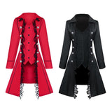 Max Retro Womens Steampunk Gothic Coat Medieval Jacket Cosplay Costume XL Black