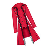 Retro Womens Steampunk Gothic Coat Medieval Jacket Cosplay Costume M Red