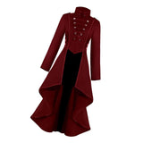 Womens Steampunk Gothic Long Coat Tail Jacket Cosplay Costume Suit Red L