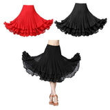 Max Ballroom Waltz Dance Swing Skirt Modern Tango Training Dress Costume Red