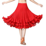Max Ballroom Waltz Dance Swing Skirt Modern Tango Training Dress Costume Red