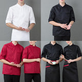 3/4 Sleeve Chef's Coat Jacket Kitchen Cook Coat Uniforms Unisex M White