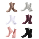 1Pair Comfy Five Toe Socks Cotton High Crew Sock Athletic Solid Socks Black