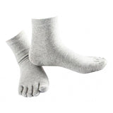1Pair Comfy Five Toe Socks Cotton High Crew Sock Athletic Solid Socks Grey