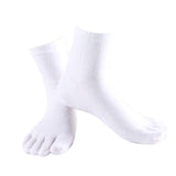 1Pair Comfy Five Toe Socks Cotton High Crew Sock Athletic Solid Socks White