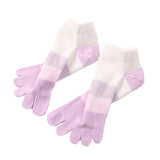 Ankle Striped Toe Socks Cotton Warm Ankle Socks for Men and Women Purple