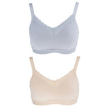 Women Cotton Bra Crop Top Mastectomy Brassiere Push Up Bralette Gray