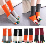 Mid-calf Length Toe Socks Cotton Warm Crew Socks for Men and Women Orange