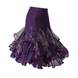 Max Flamenco Ballroom Waltz Dance Big Swing Skirt Sequined Modern Costumes Purple