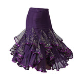 Max Flamenco Ballroom Waltz Dance Big Swing Skirt Sequined Modern Costumes Purple